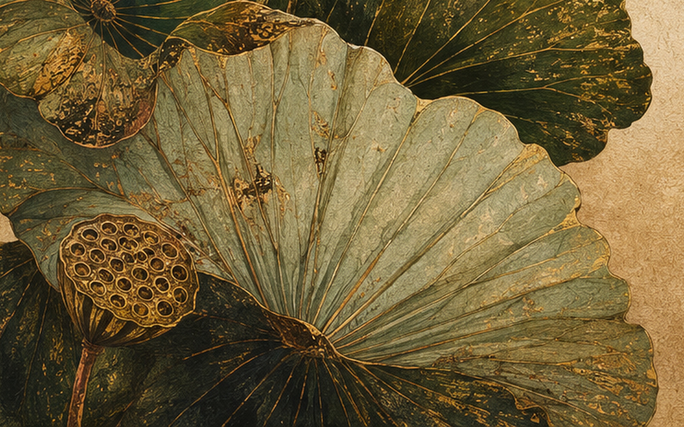 Lotus leaf artwork detail
