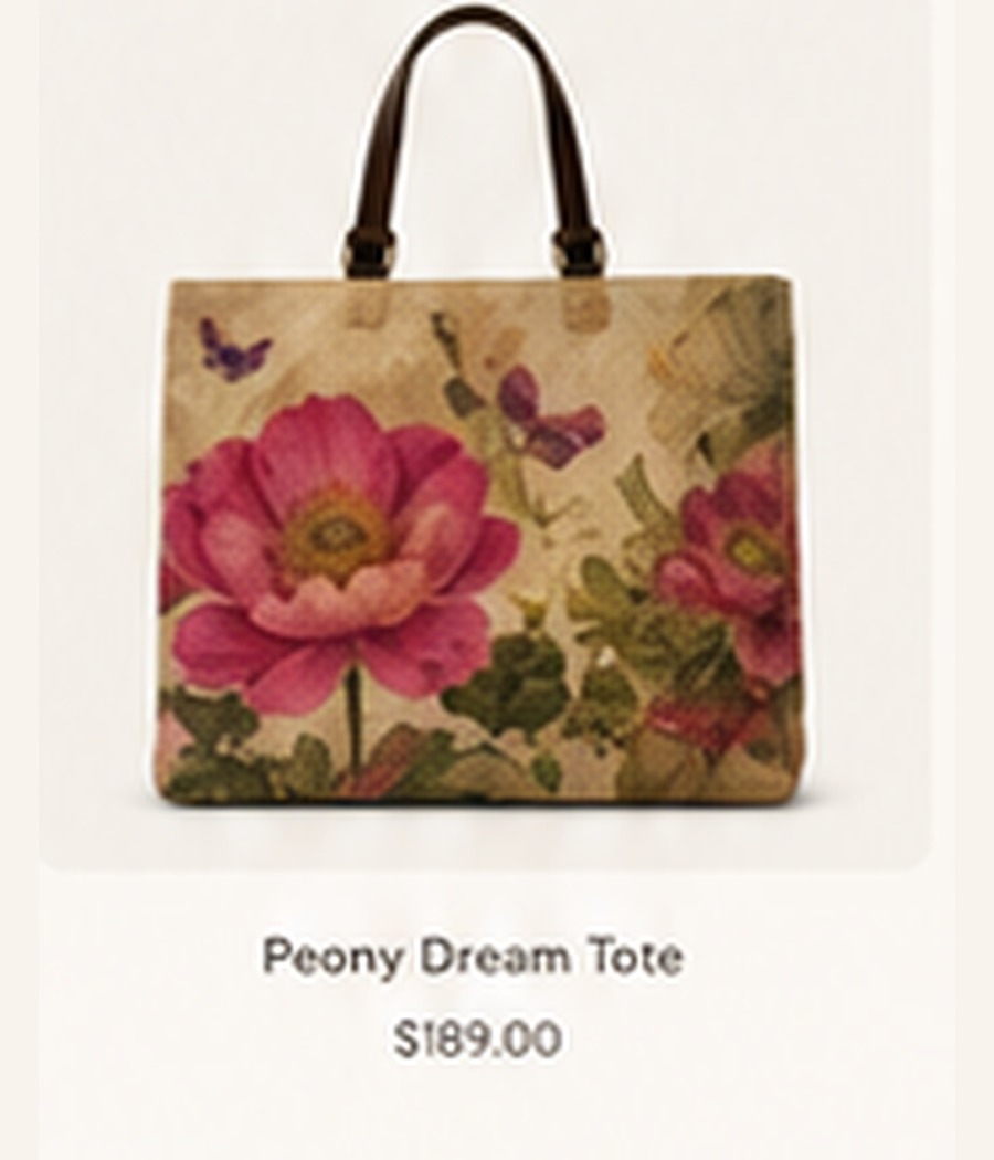 Peony Dream Tote canvas bag