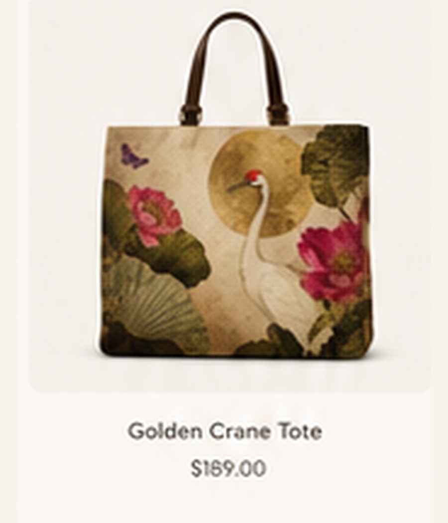 Golden Crane Tote canvas bag