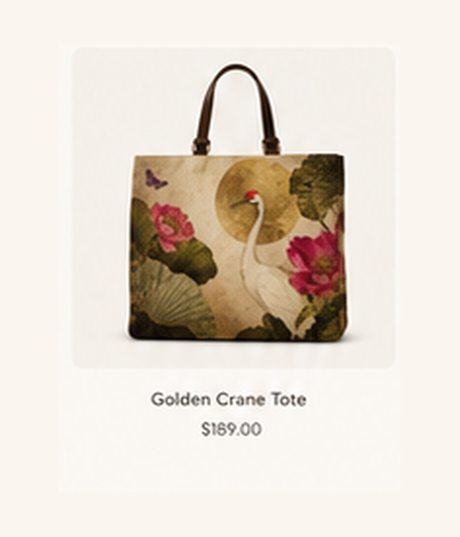 Golden Crane Tote custom canvas bag