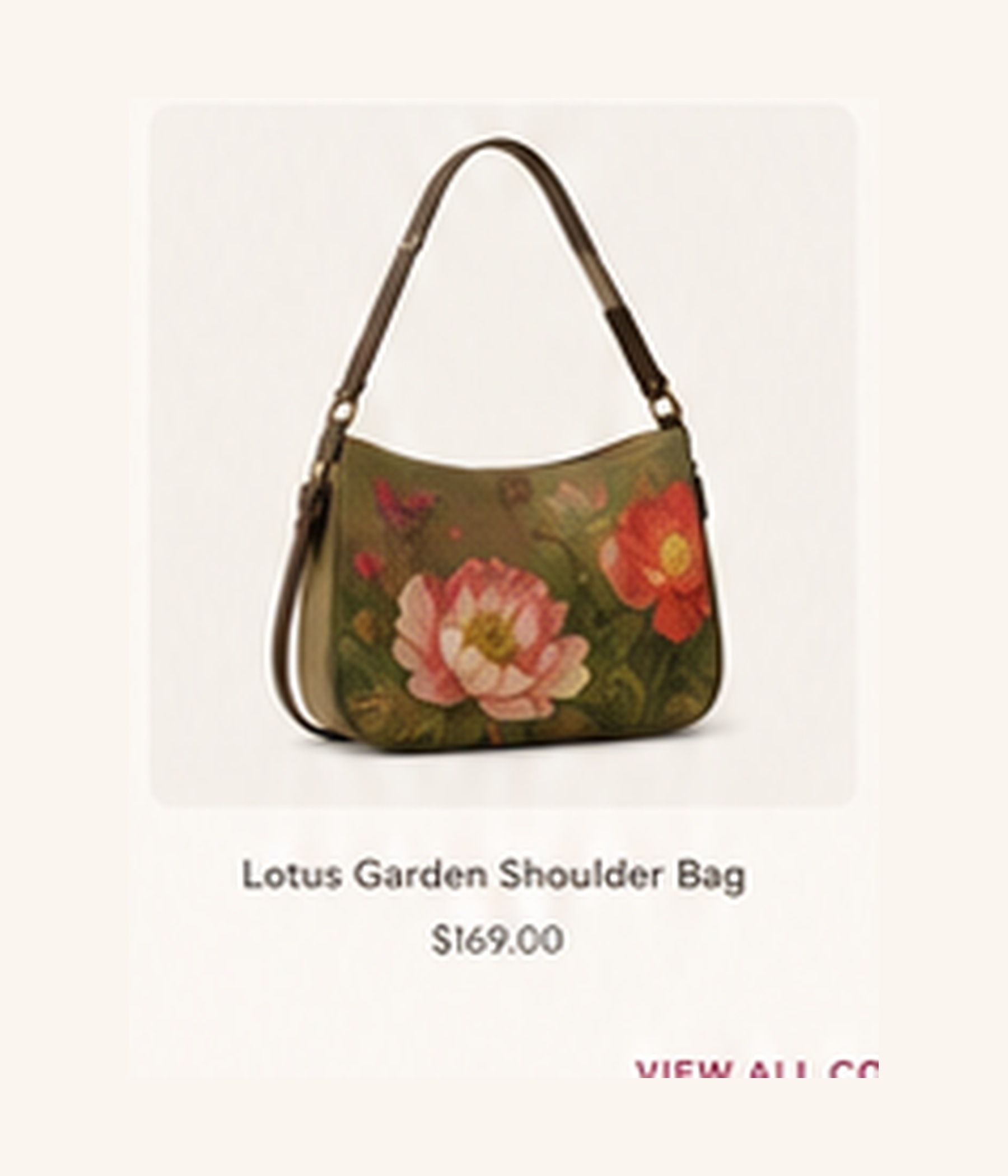Lotus Garden Shoulder Bag custom canvas bag