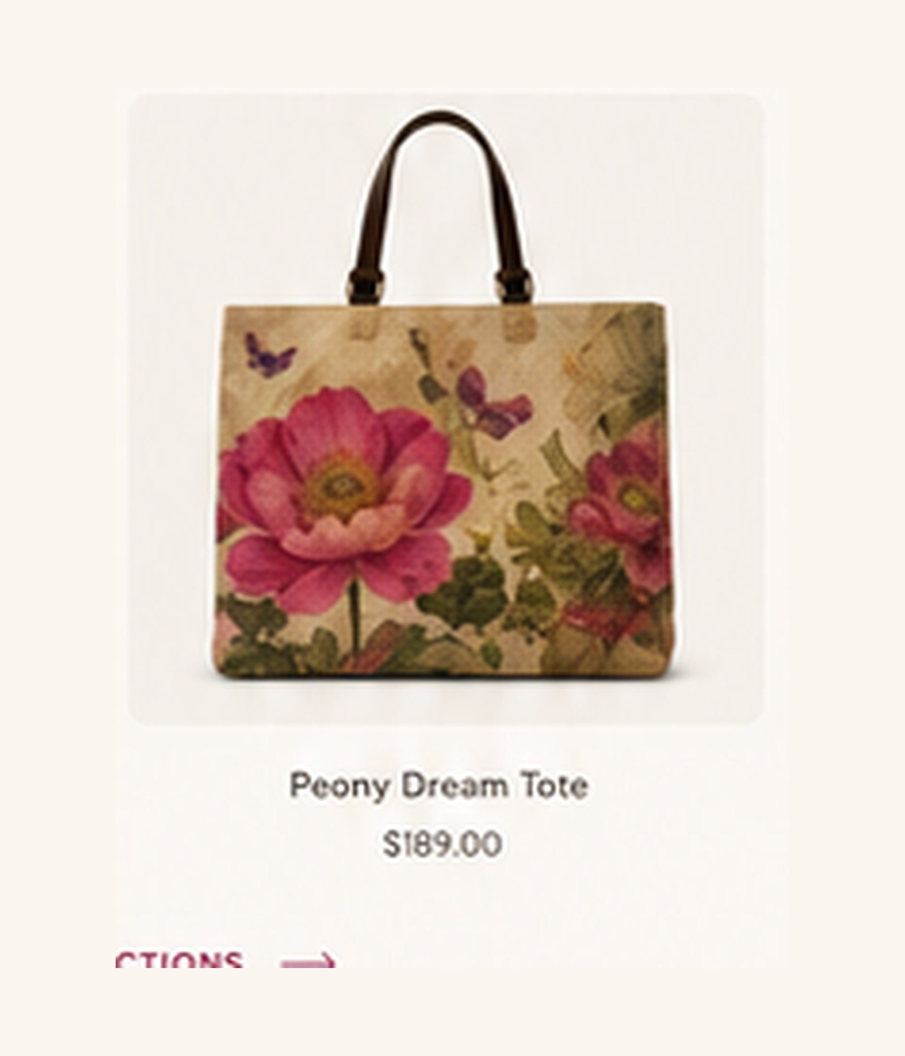 Peony Dream Tote custom canvas bag